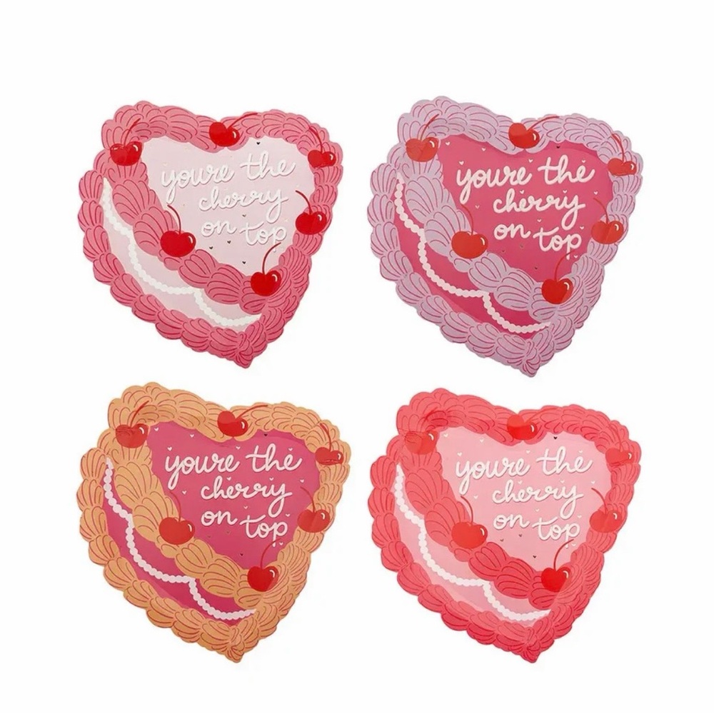 NWT You're The Cherry On Top Vintage Cake Dessert Plates, 16pk.